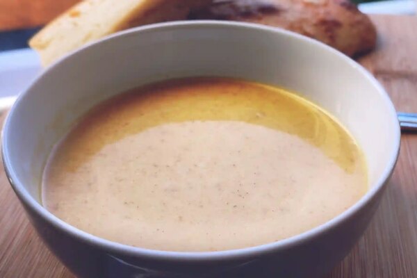 Chanterelle and Sparassis Crispa - wild mushroom soup
