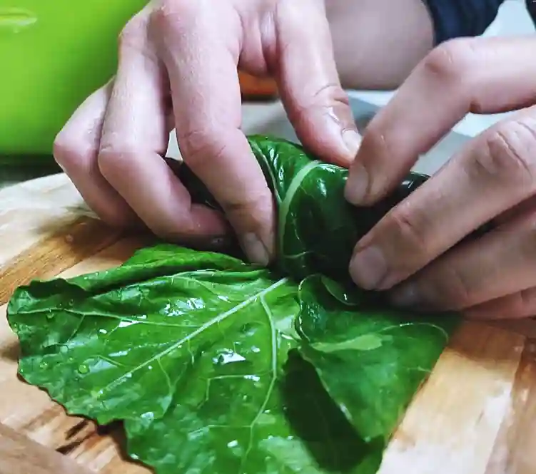 Steamed Collard Green Wraps Step 4