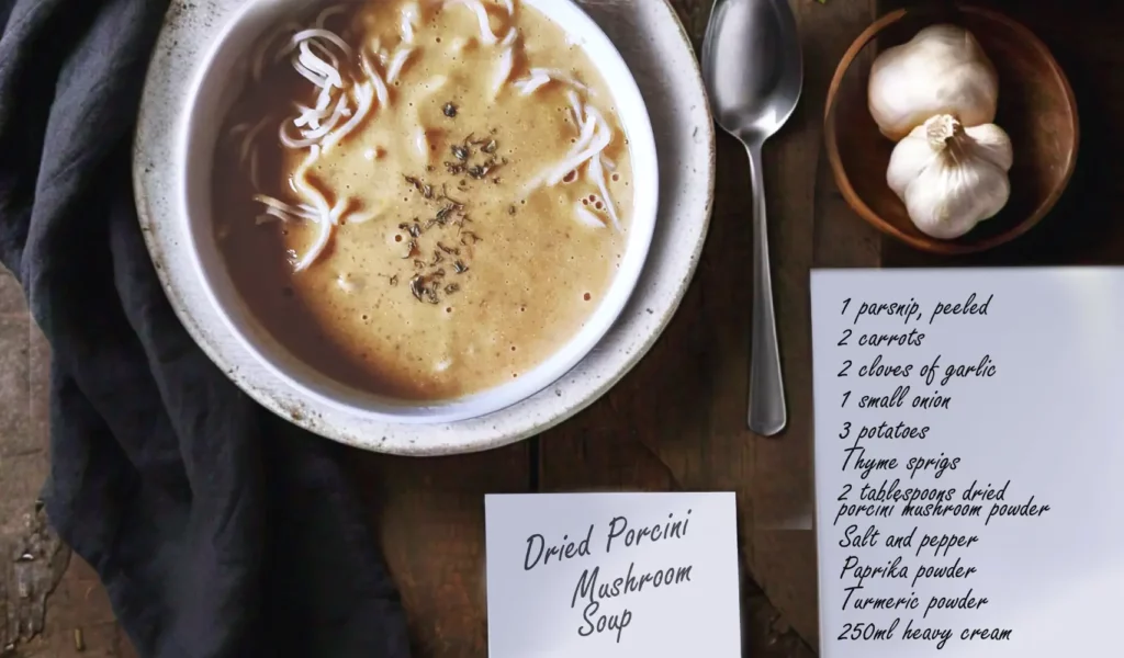 porcini mushroom soup bowl