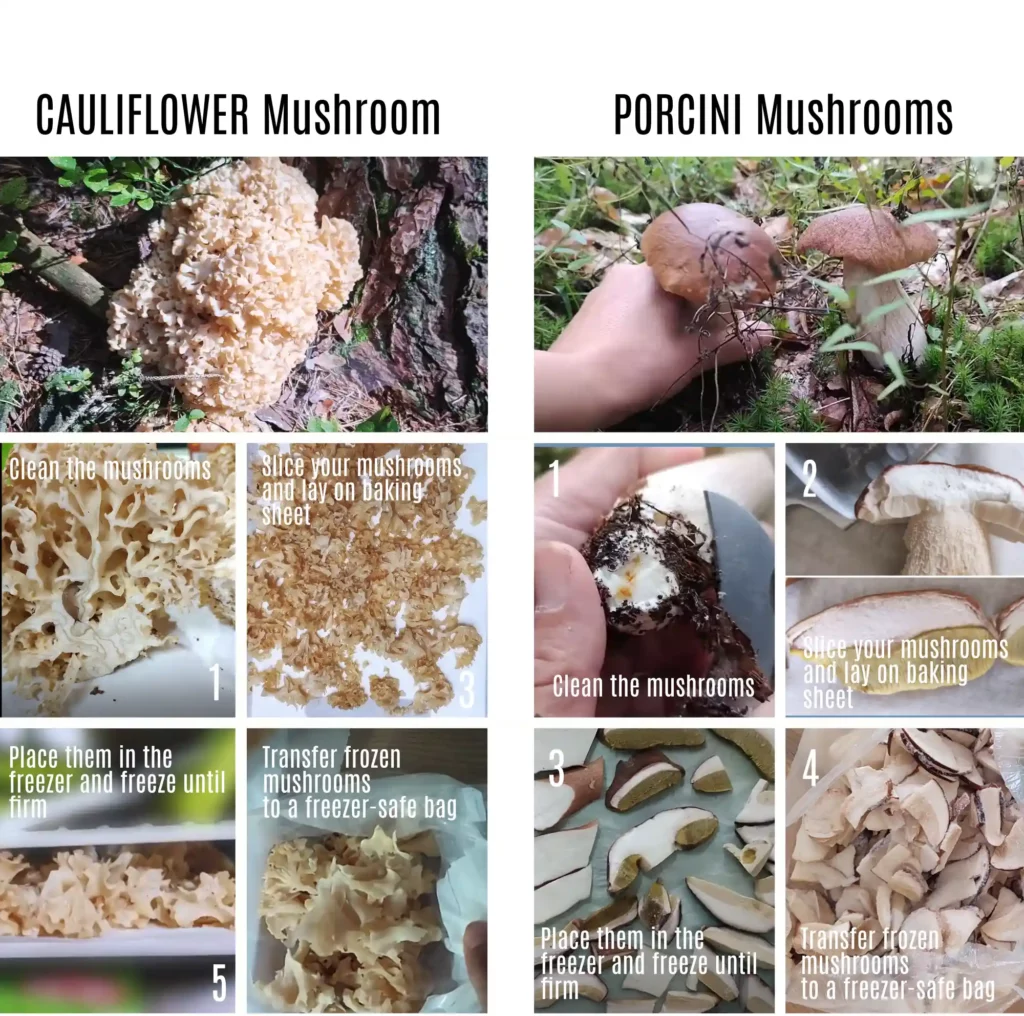 can you freeze fresh mushrooms - side by side porcini & caulliflower mushroom