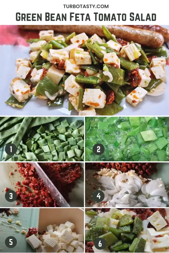 Step by Step Green Bean Feta Tomato Salad