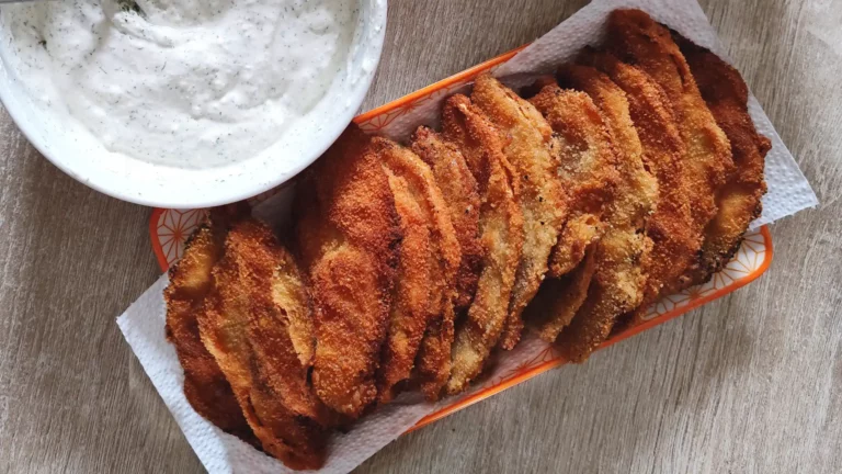 Celeriac Schnitzel served with a dill dipping sauce