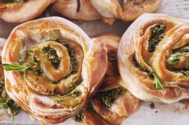 Homemade Pesto Pinwheels - Puff Pastry