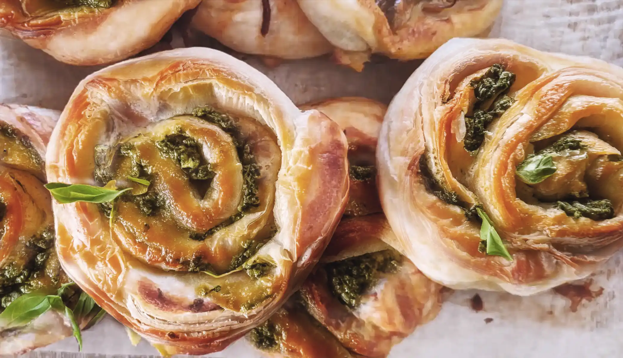 Homemade Pesto Pinwheels - Puff Pastry