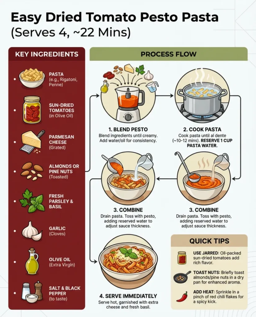 QUICK Dried Tomato Pesto Pasta Recipe 2 Dried Tomato Pesto Pasta Recipe Infographic